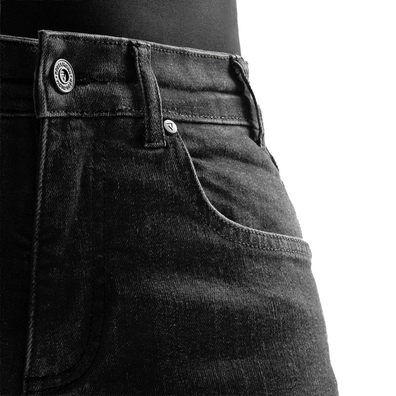 Jeans da motociclista da donna Rebelhorn Classic Monolayer nero lavato