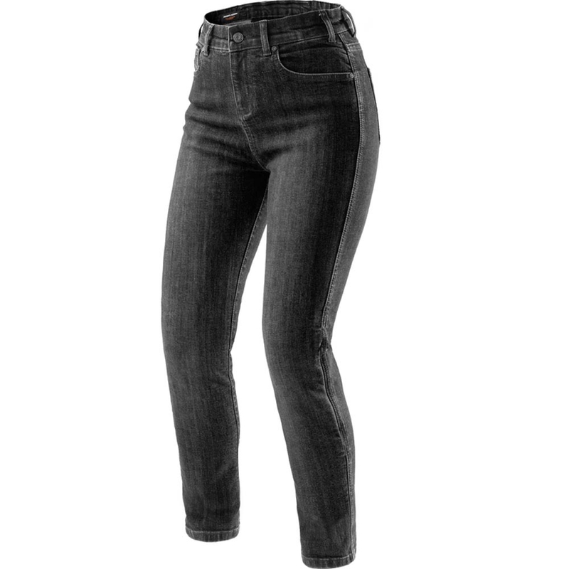 Jeans da motociclista corti da donna Rebelhorn Classic Monolayer, nero lavato