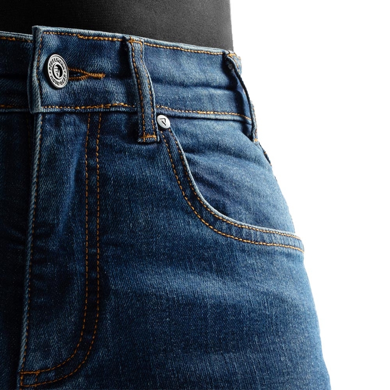 Jeans da motociclista corti da donna Rebelhorn Classic Monolayer blu lavato