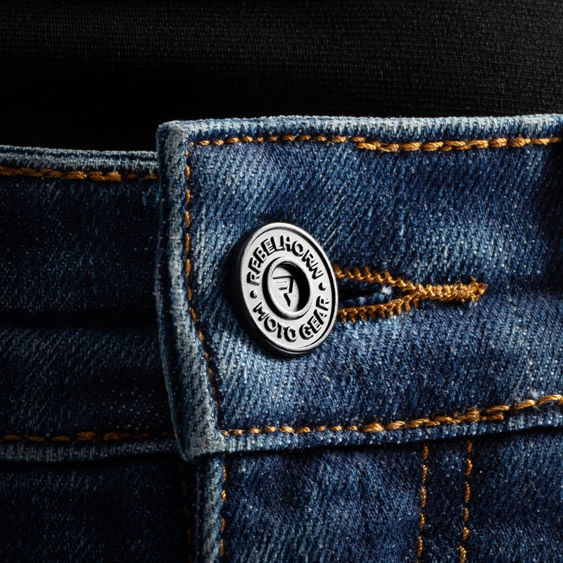 Jeans da motociclista corti da donna Rebelhorn Classic Monolayer blu lavato