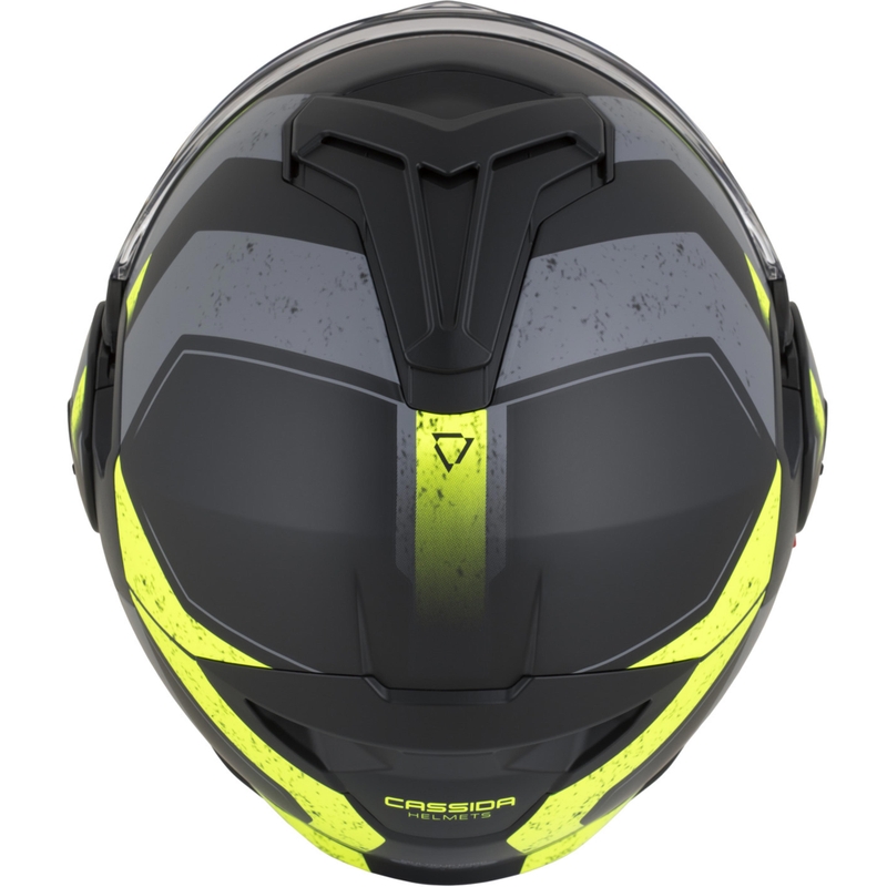 Casco da motocicletta apribile Cassida MultiFlip Korp nero opaco-giallo fluo-grigio