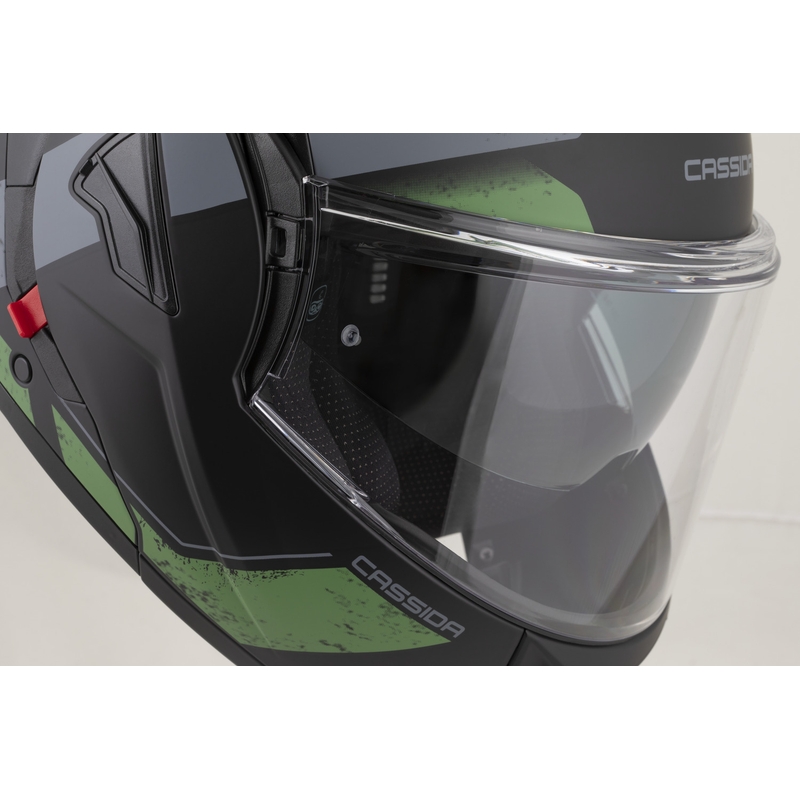 Casco da motocicletta apribile Cassida MultiFlip Korp nero opaco-verde-grigio
