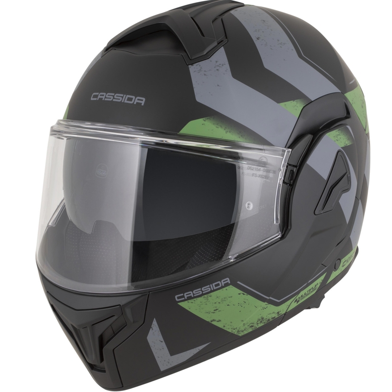 Casco da motocicletta apribile Cassida MultiFlip Korp nero opaco-verde-grigio