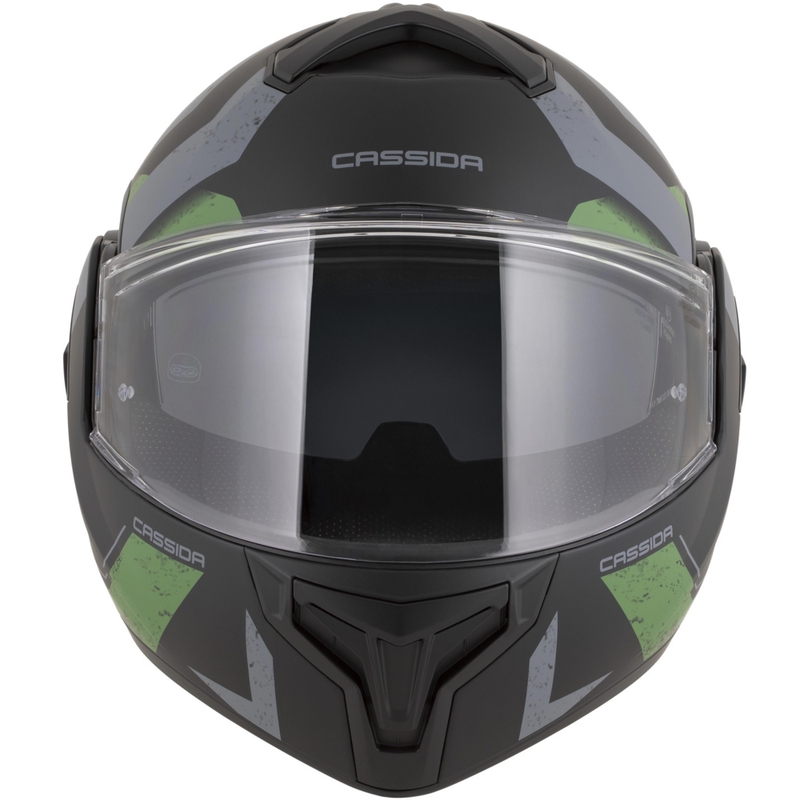 Casco da motocicletta apribile Cassida MultiFlip Korp nero opaco-verde-grigio