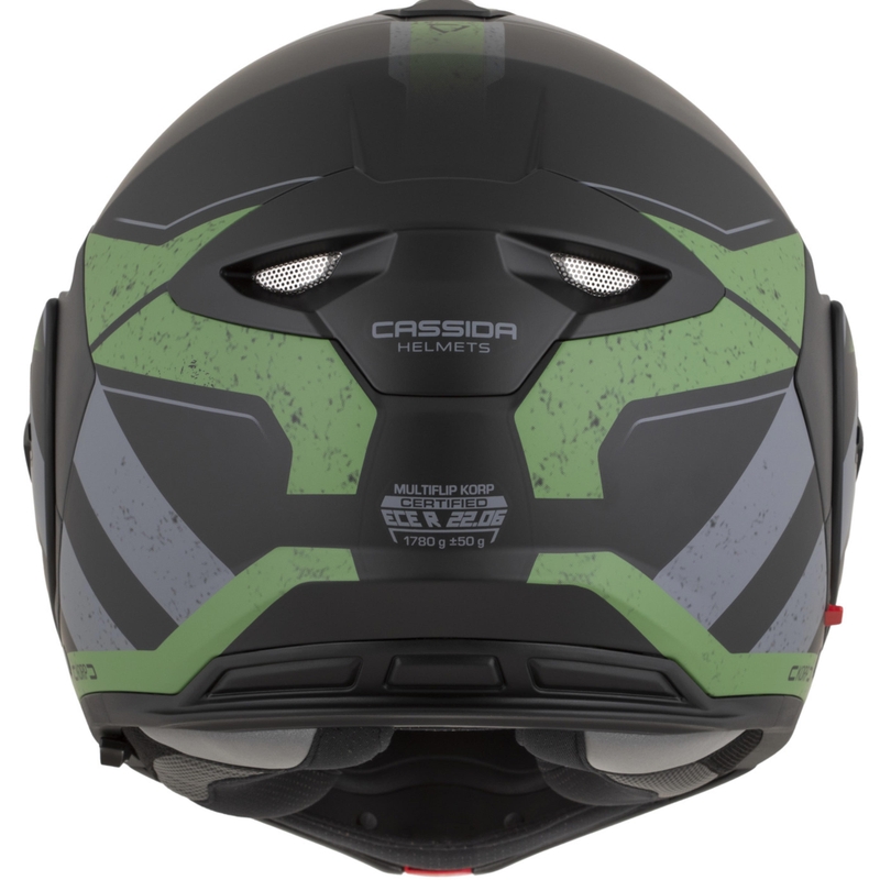 Casco da motocicletta apribile Cassida MultiFlip Korp nero opaco-verde-grigio