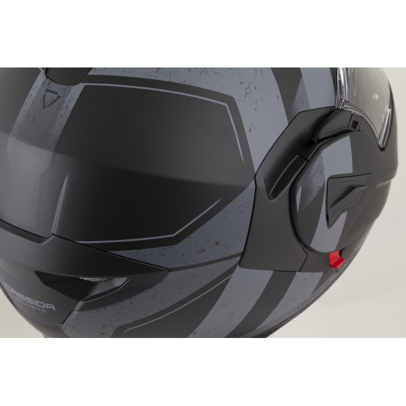 Casco da motocicletta apribile Cassida MultiFlip Korp nero opaco-grigio scuro-grigio