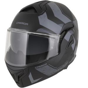 Casco da motocicletta apribile Cassida MultiFlip Korp nero opaco-grigio scuro-grigio