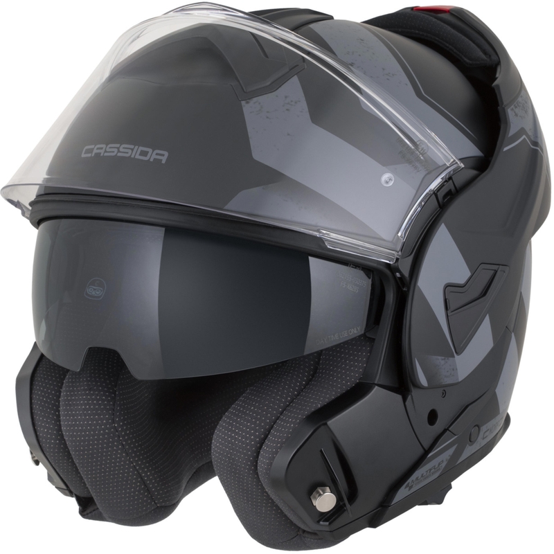 Casco da motocicletta apribile Cassida MultiFlip Korp nero opaco-grigio scuro-grigio