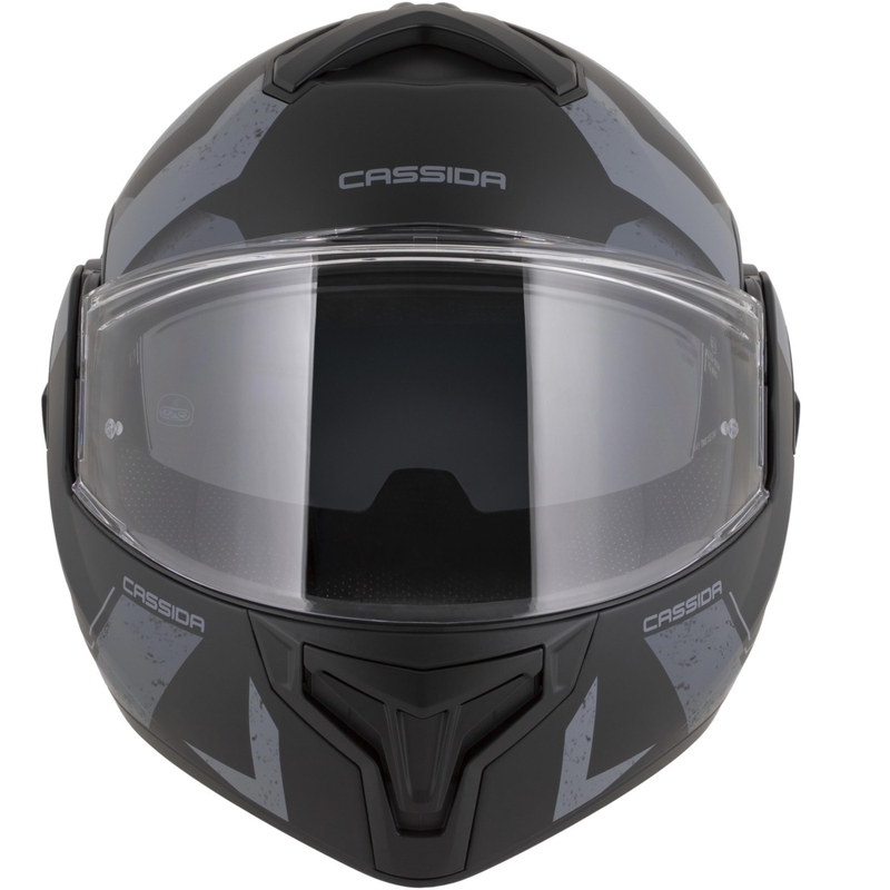Casco da motocicletta apribile Cassida MultiFlip Korp nero opaco-grigio scuro-grigio