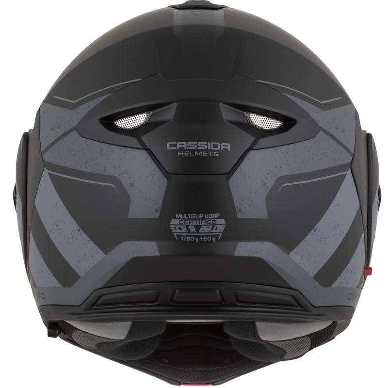 Casco da motocicletta apribile Cassida MultiFlip Korp nero opaco-grigio scuro-grigio
