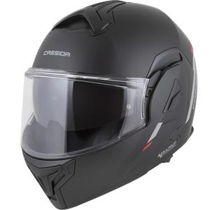 Casco da motocicletta apribile Cassida MultiFlip Korp nero opaco-rosso-grigio