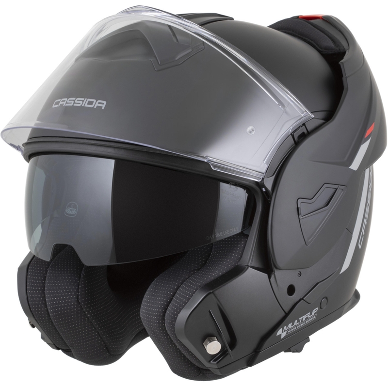 Casco da motocicletta apribile Cassida MultiFlip Korp nero opaco-rosso-grigio