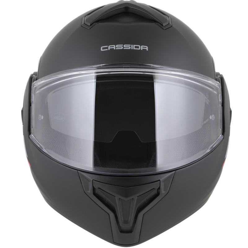 Casco da motocicletta apribile Cassida MultiFlip Korp nero opaco-rosso-grigio