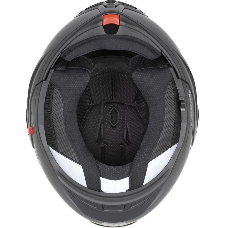 Casco da motocicletta apribile Cassida MultiFlip Korp nero opaco-rosso-grigio