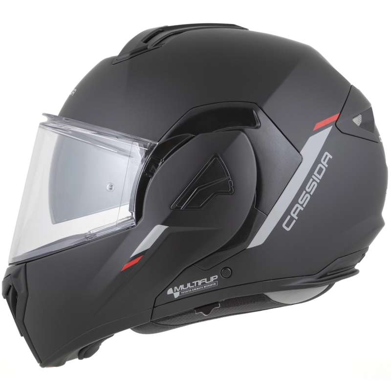 Casco da motocicletta apribile Cassida MultiFlip Korp nero opaco-rosso-grigio