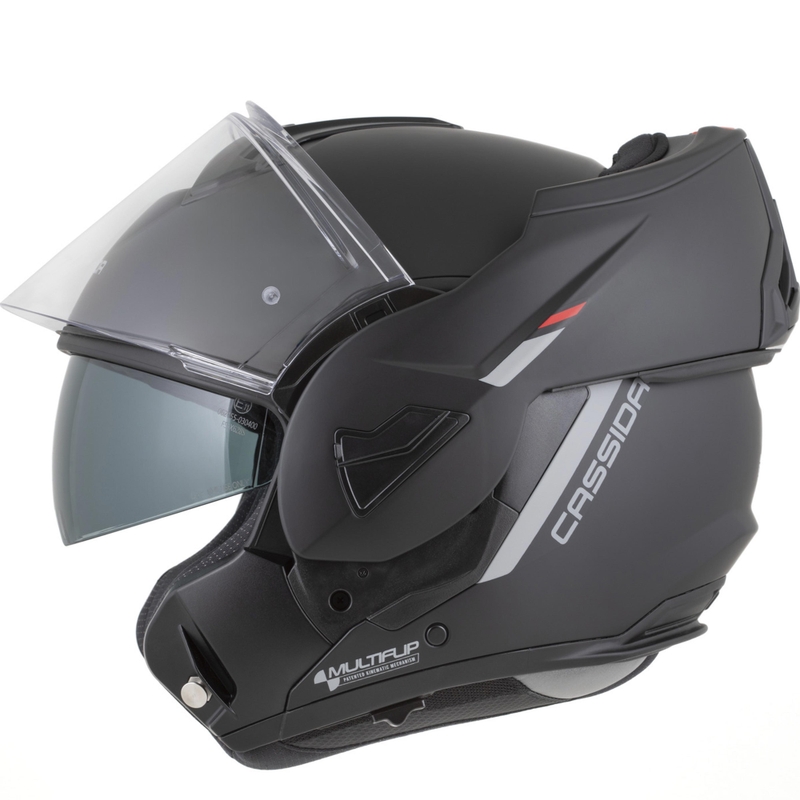 Casco da motocicletta apribile Cassida MultiFlip Korp nero opaco-rosso-grigio