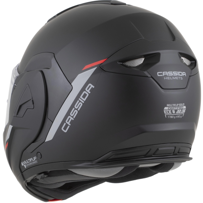 Casco da motocicletta apribile Cassida MultiFlip Korp nero opaco-rosso-grigio