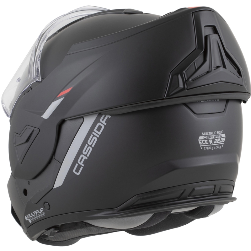 Casco da motocicletta apribile Cassida MultiFlip Korp nero opaco-rosso-grigio