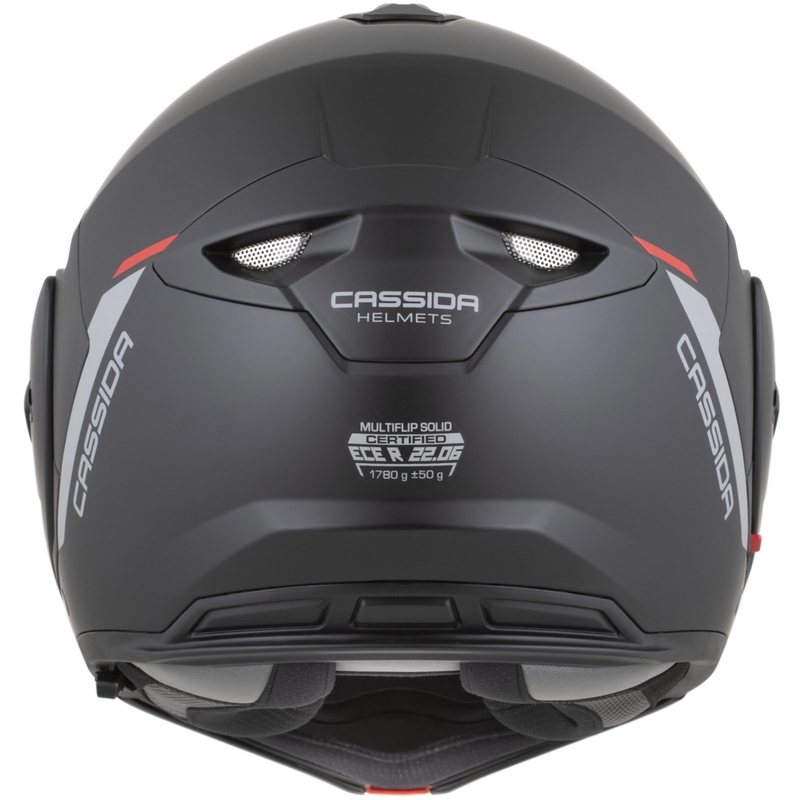 Casco da motocicletta apribile Cassida MultiFlip Korp nero opaco-rosso-grigio