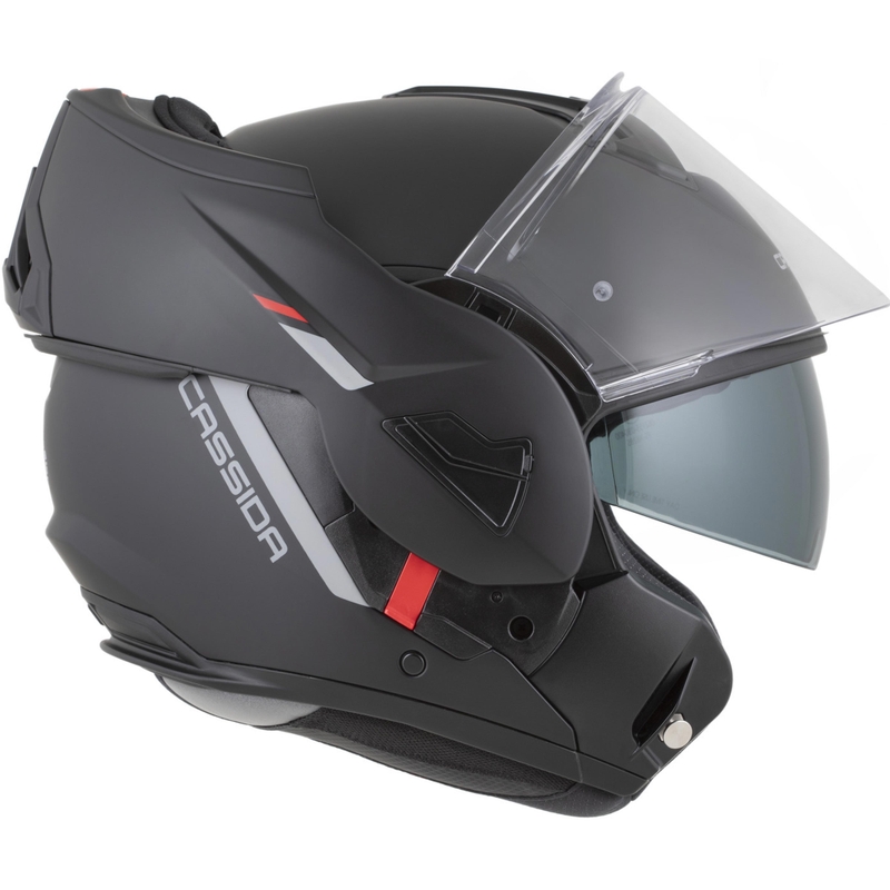 Casco da motocicletta apribile Cassida MultiFlip Korp nero opaco-rosso-grigio