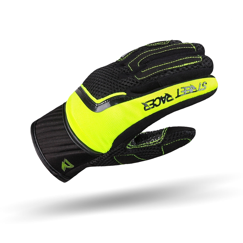 Guanti da moto Street Racer Stunt Nero-Giallo Fluo