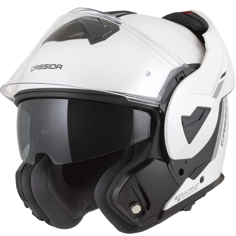 Casco da motocicletta modulare Cassida MultiFlip Solid bianco perla-nero