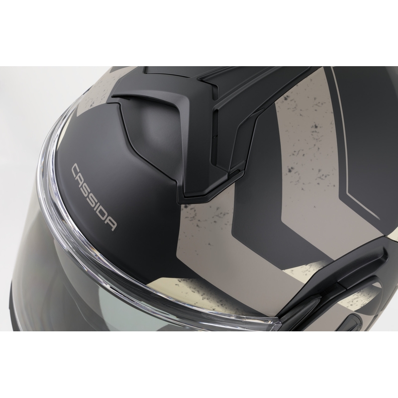 Casco da motocicletta apribile Cassida MultiFlip Korp nero opaco-sabbia-cachi