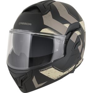 Casco da motocicletta apribile Cassida MultiFlip Korp nero opaco-sabbia-cachi