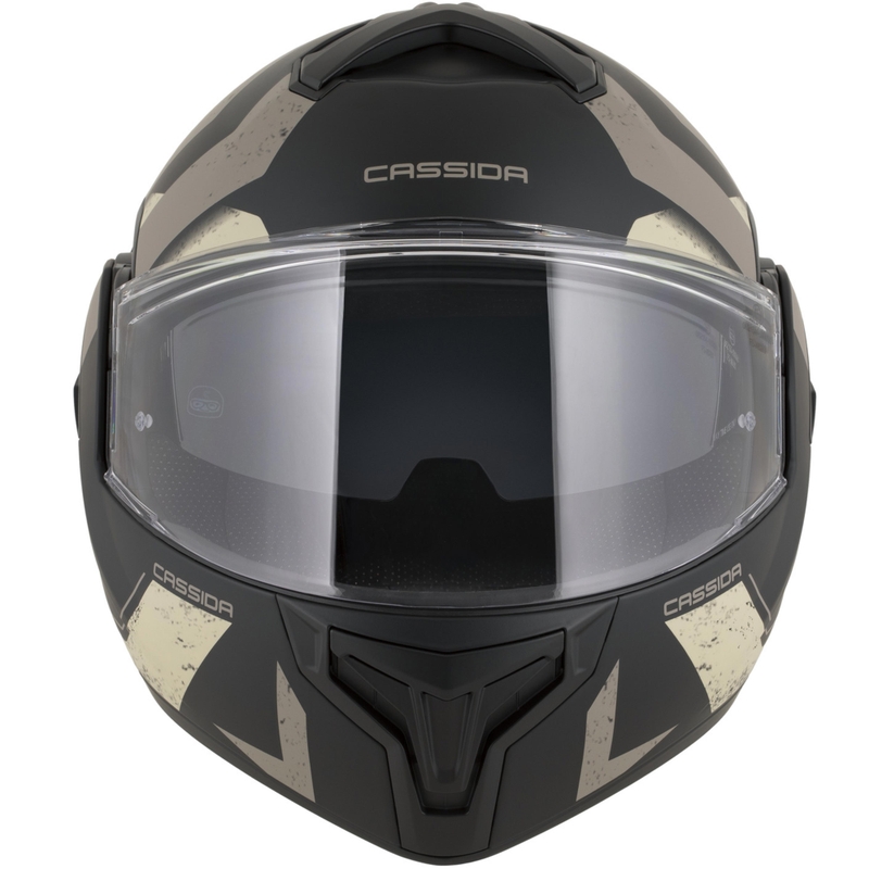 Casco da motocicletta apribile Cassida MultiFlip Korp nero opaco-sabbia-cachi