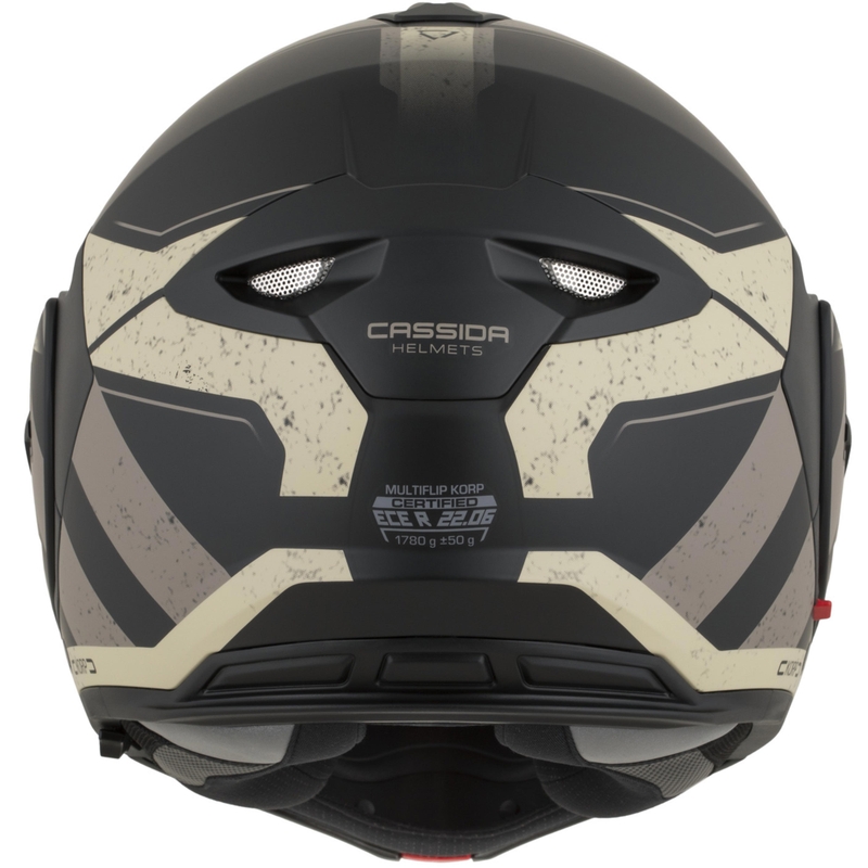 Casco da motocicletta apribile Cassida MultiFlip Korp nero opaco-sabbia-cachi