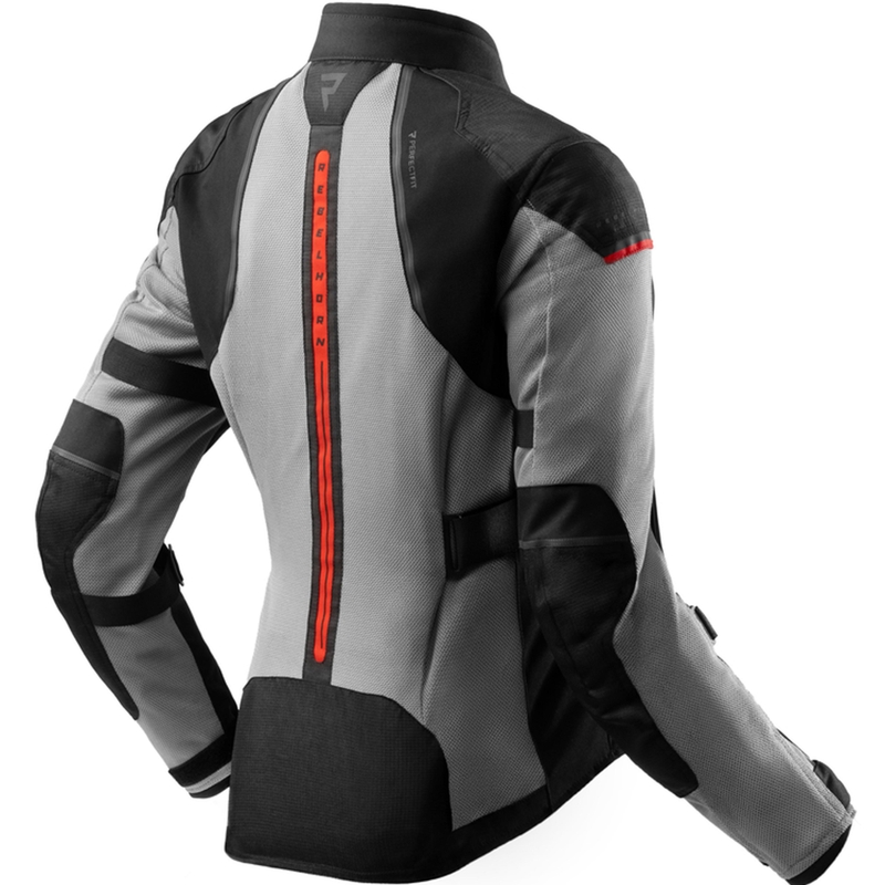 Giacca da moto da donna Rebelhorn Scandal 3 nero-grigio-rosso