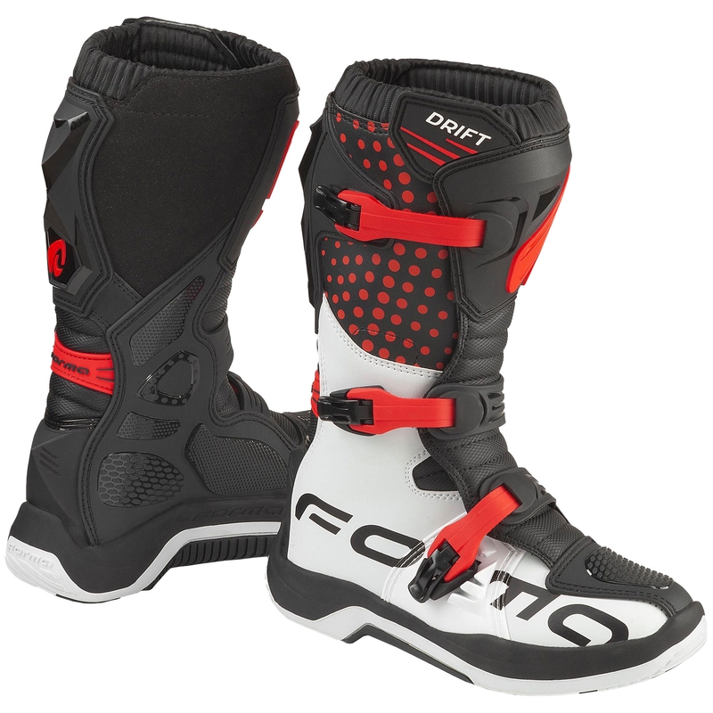 Stivali da moto per bambini Forma Drift nero-rosso-bianco