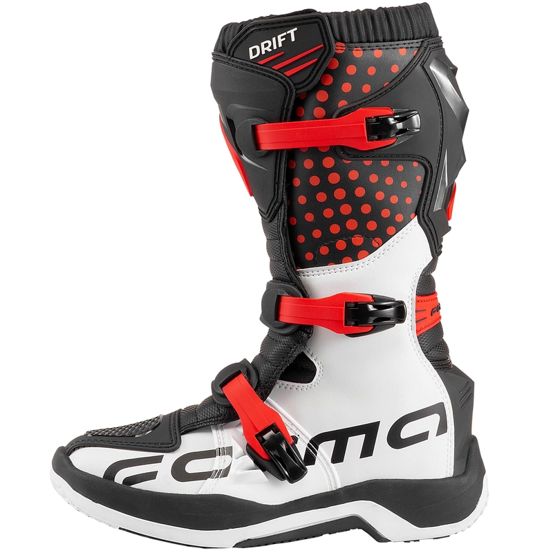 Stivali da moto per bambini Forma Drift nero-rosso-bianco