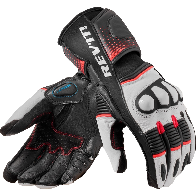 Guanti da moto da donna Revit Xena 4 bianco-rosso fluo