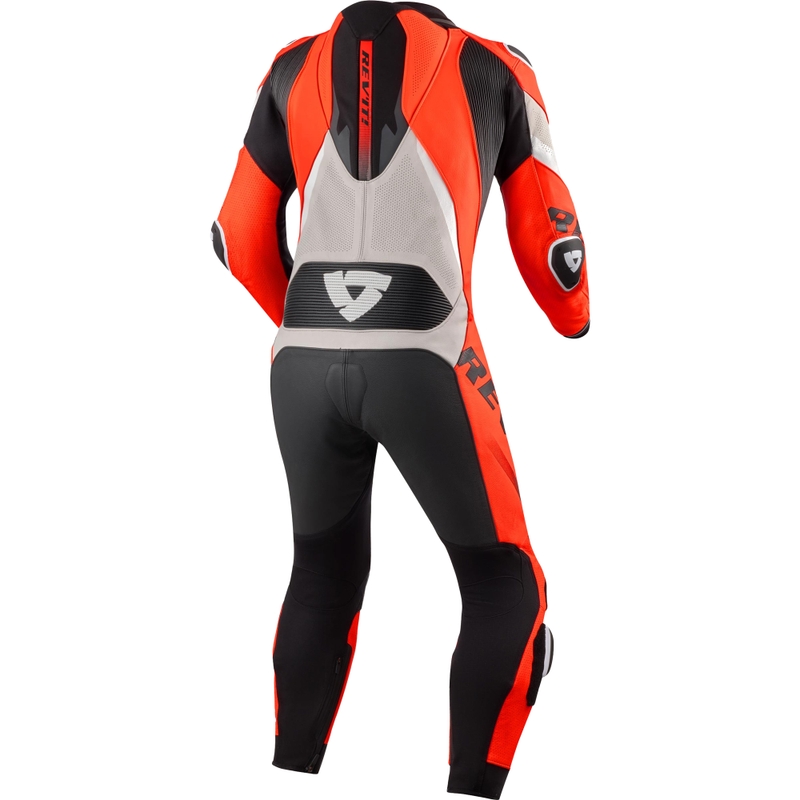 Tuta da moto Revit One Piece Hyperspeed 3 grigio chiaro-rosso fluo