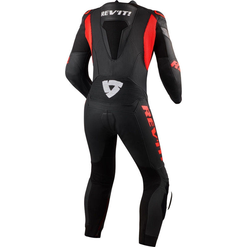 Tuta da moto Revit Argon 3 nero-rosso fluo