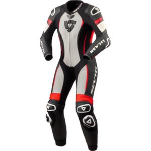 Tuta da moto Revit Xena 4 da donna bianco-rosso fluo