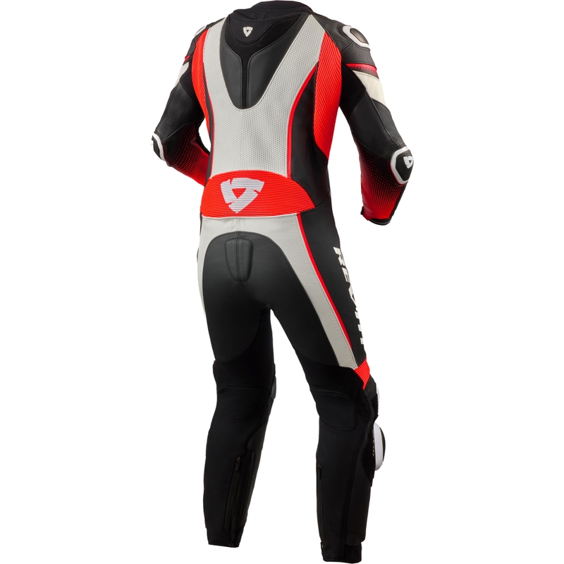 Tuta da moto Revit Xena 4 da donna bianco-rosso fluo