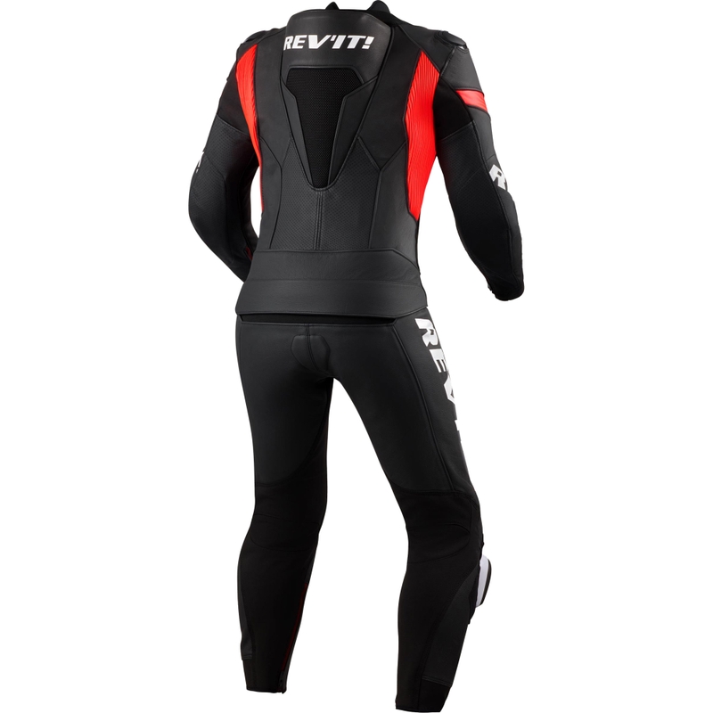 Tuta da moto Revit Argon 3 due pezzi nero-rosso fluo