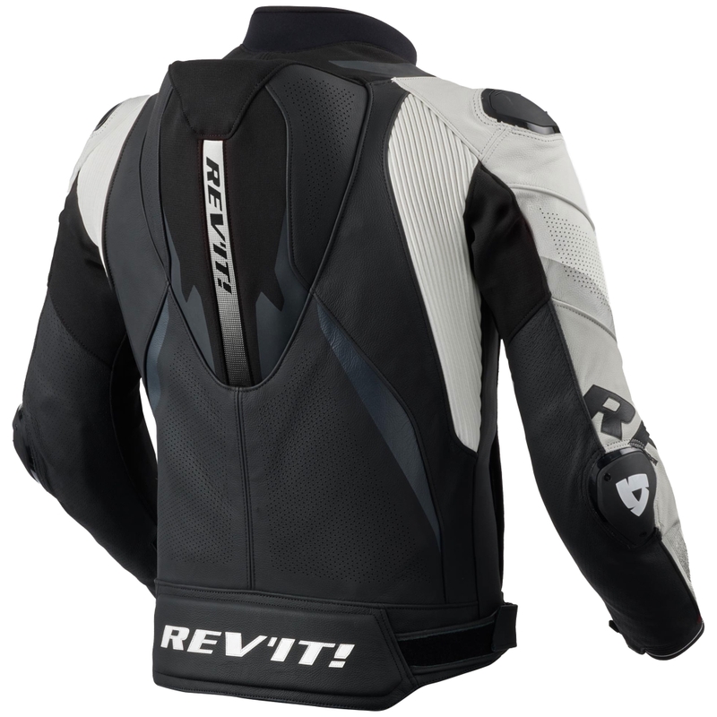 Giacca da moto in pelle Revit Hyperspeed 3 PRO nera-bianca