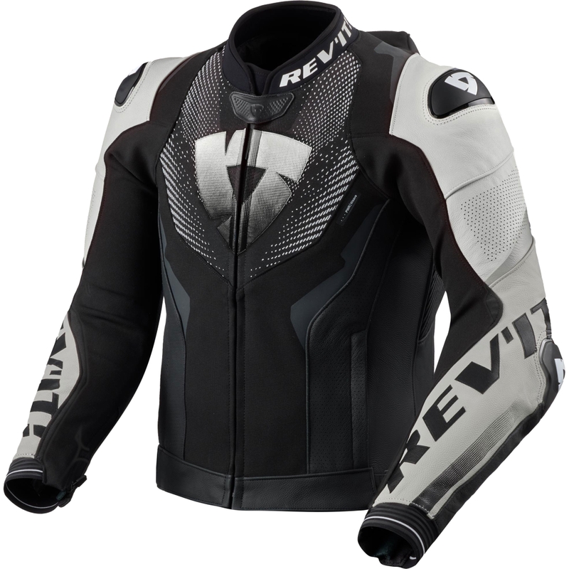Giacca da moto in pelle Revit Hyperspeed 3 PRO nera-bianca