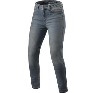Jeans da moto Revit Marley SK da donna, tagliati corti, colore grigio medio lavato