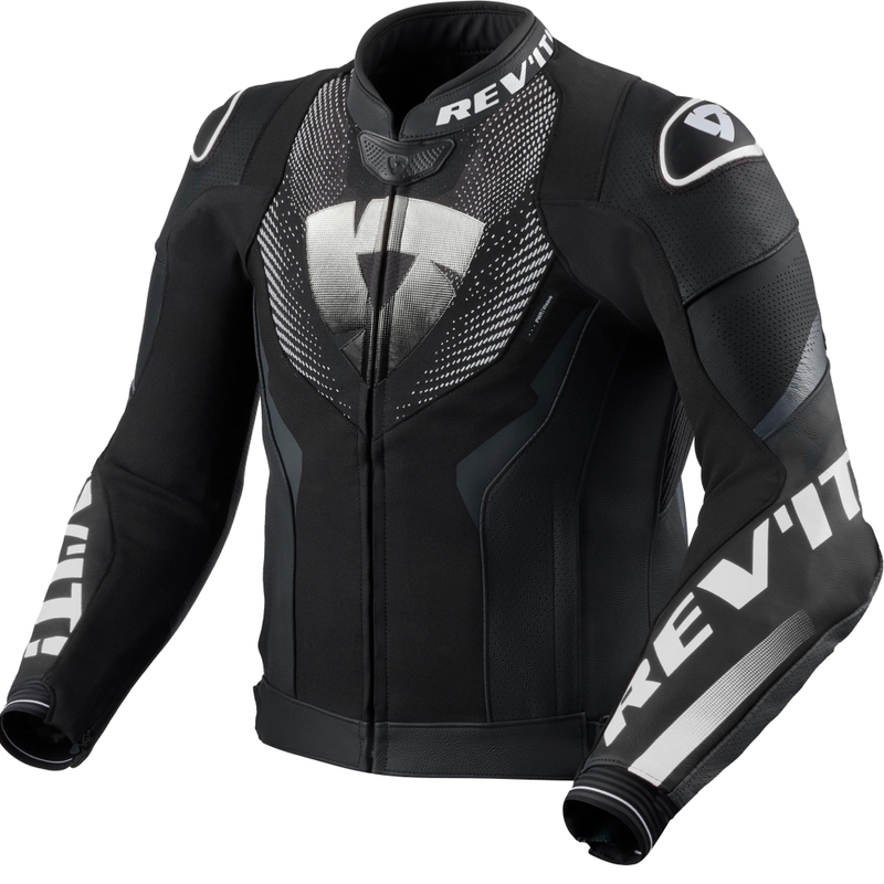 Giacca da moto in pelle Revit Hyperspeed 3 Air nera-bianca
