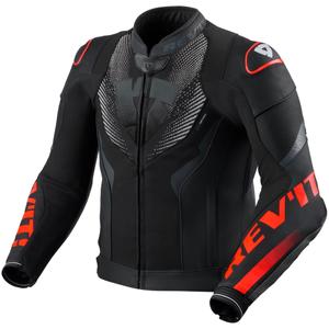 Giacca da moto in pelle Revit Hyperspeed 3 Air nera-rosso fluo