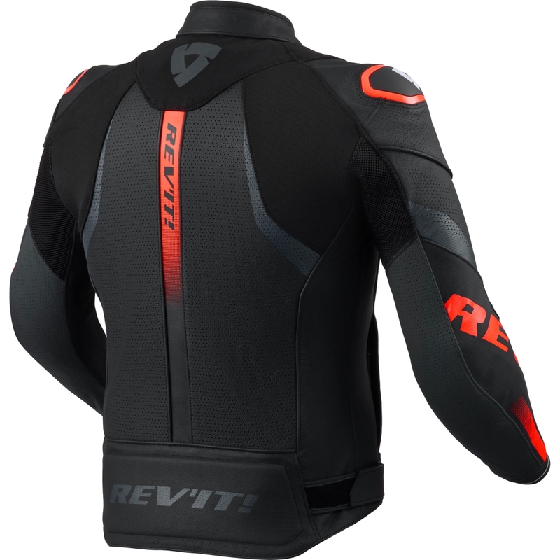 Giacca da moto in pelle Revit Hyperspeed 3 Air nera-rosso fluo