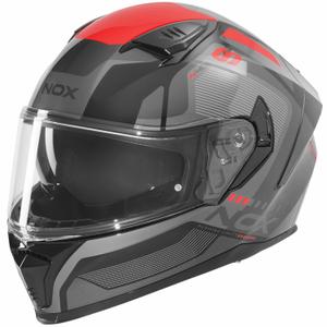 Casco integrale da moto NOX N402 Mentor nero-rosso
