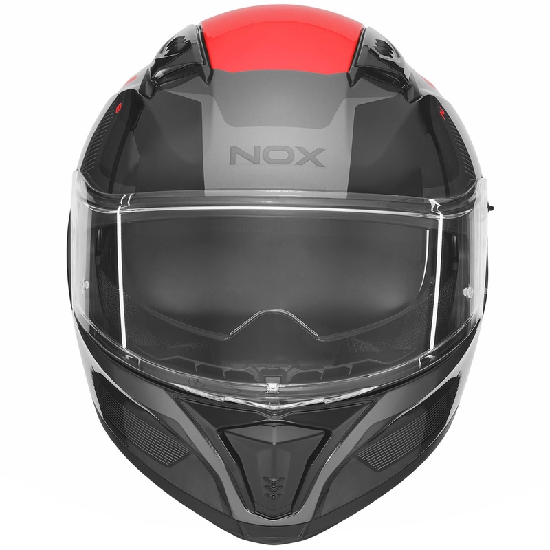 Casco integrale da moto NOX N402 Mentor nero-rosso
