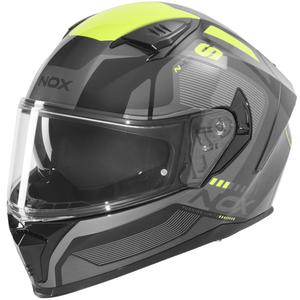 Casco integrale da moto NOX N402 Mentor nero-giallo fluo