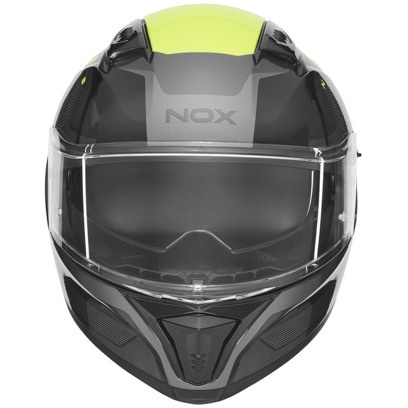 Casco integrale da moto NOX N402 Mentor nero-giallo fluo