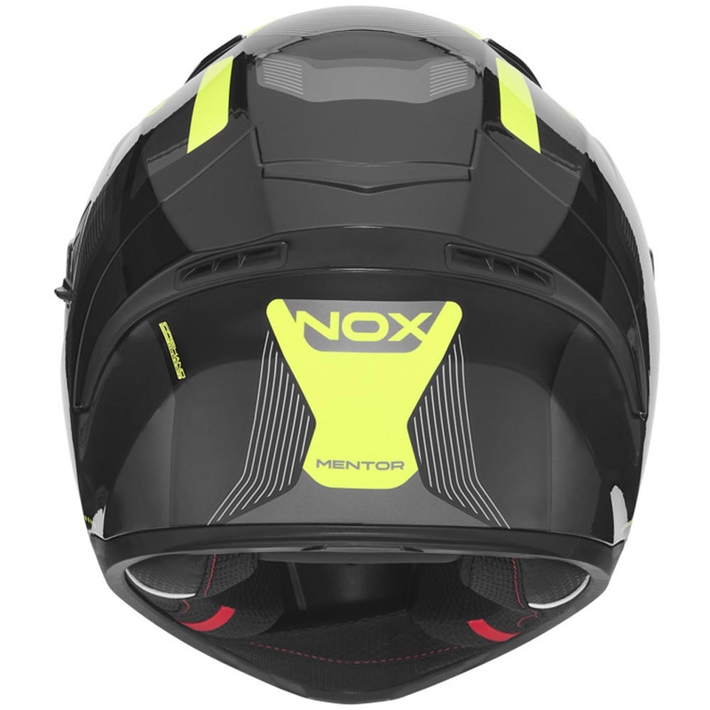 Casco integrale da moto NOX N402 Mentor nero-giallo fluo